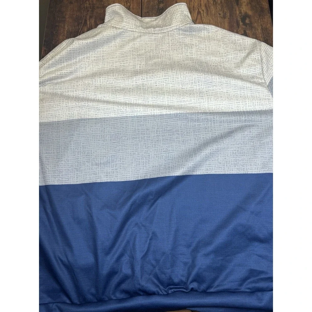 Big And Tall Men's 4XL Royaura 1/4 Zip Pullover Sweatshirt Blue Geometric